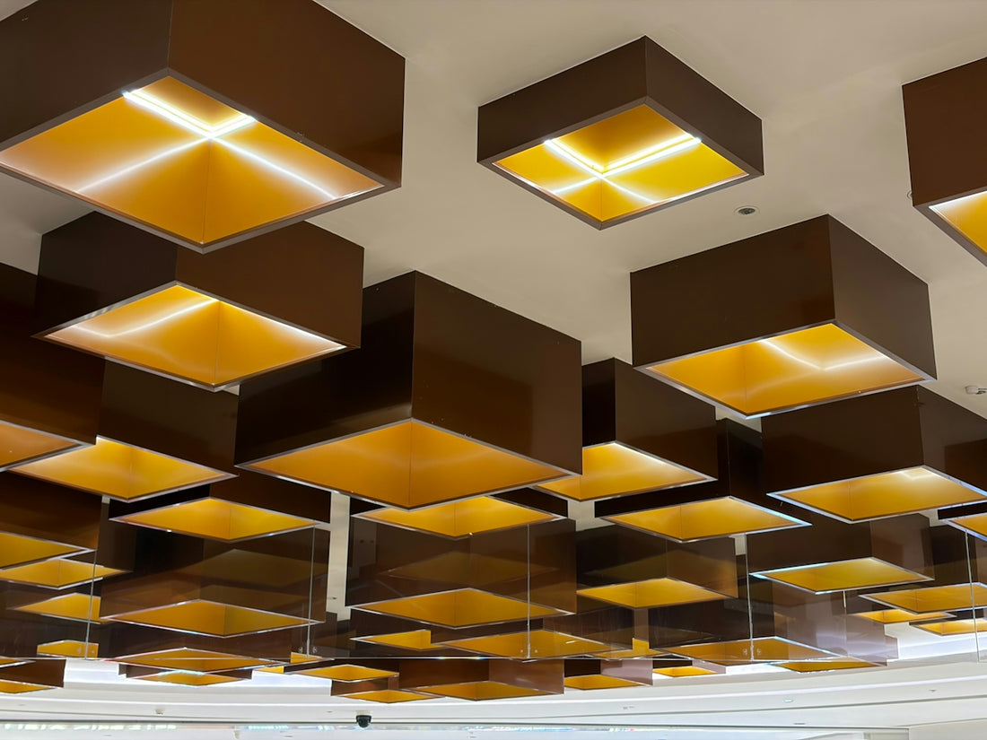 Modern ceiling lights with reflective gold interiors