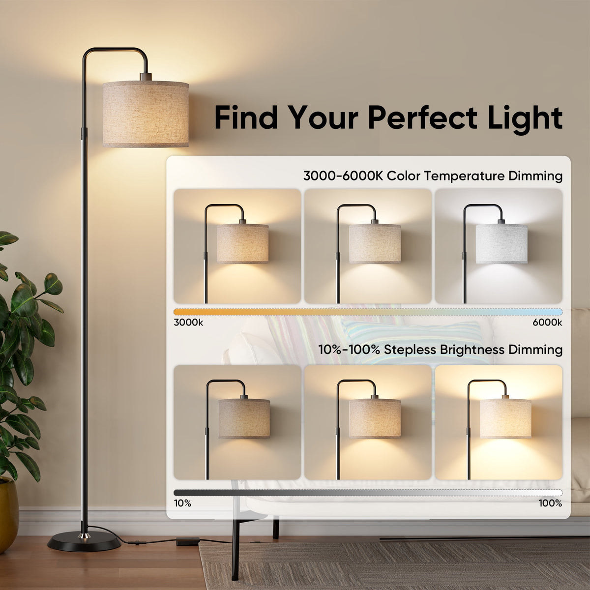 Cozylumi™ 69in Smart LED Floor Lamp with APP Control & RGB Colors Dimmable Standing