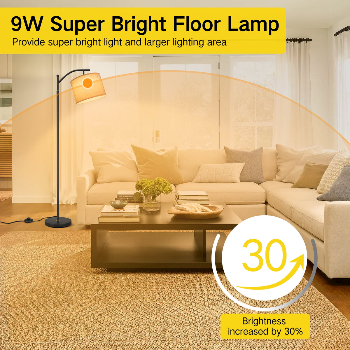Cozylumi™ 63" Arc Floor Lamp for Living Room, Modern Standing Lamp with Hanging Linen