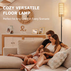 Cozylumi™ Coliware 63? Rattan Floor Lamp, Black Modern Standing Lamp with Pull Chain