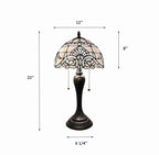 Tiffany Table Lamp White Stained Glass Baroque Style LED Bulbs Included Bedroom Living Room 12"W*12"D*22"H