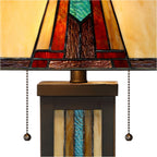 Robert Louis Tiffany Mission Table Lamp with Nightlight 25" High Bronze Stained Glass for Living Room Family Bedroom Bedside Nightstand