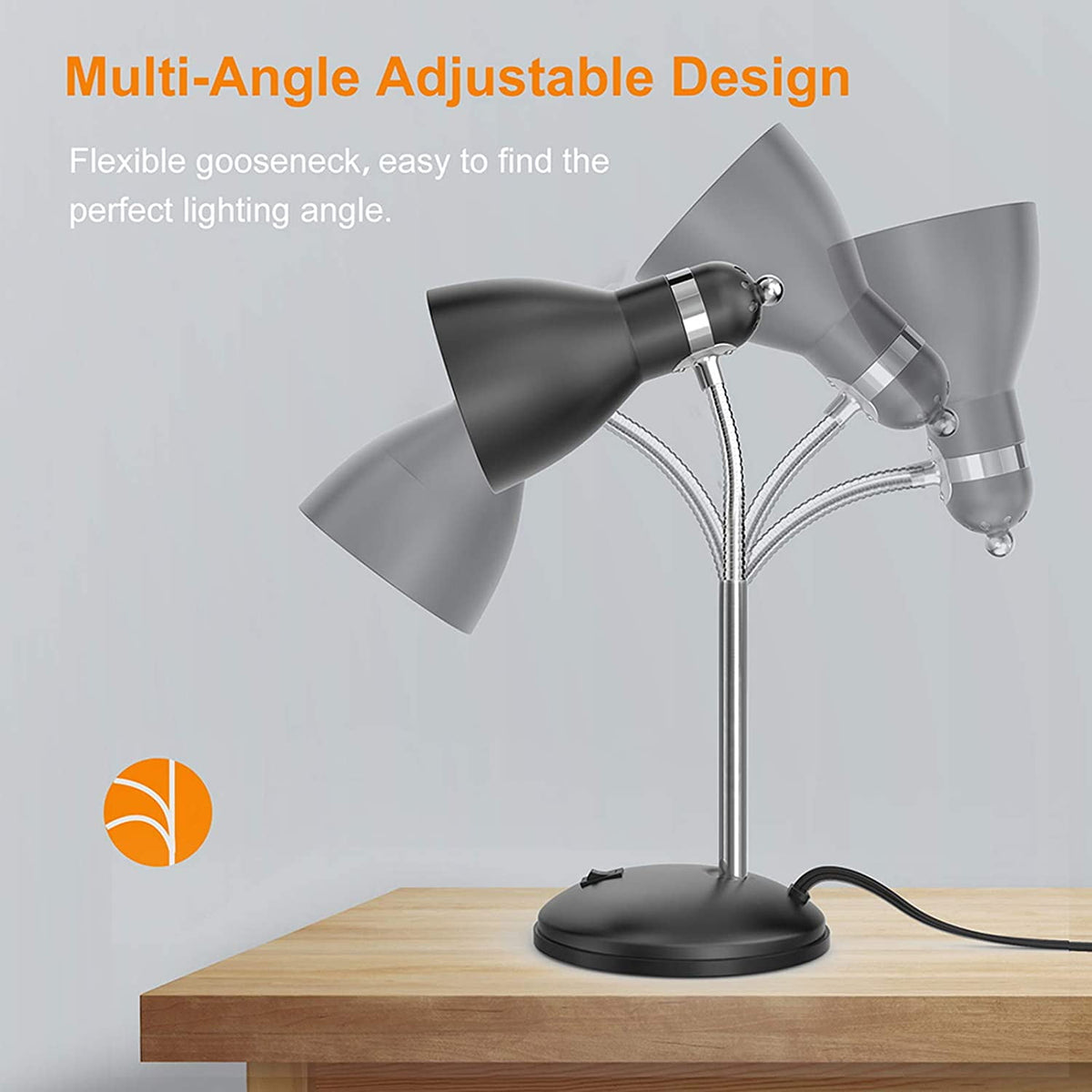 Cozylumi™ Metal Desk Lamp, Adjustable Gooseneck Reading Lamp for Home, Office, Bedroom