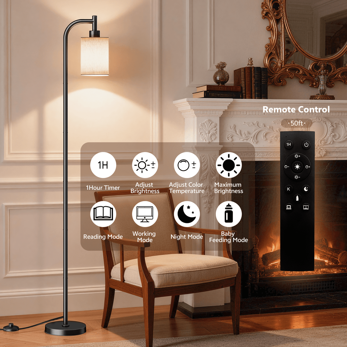 Cozylumi™ Floor Lamps for Living Room,3-Way Dimmable Standing Lamps with White