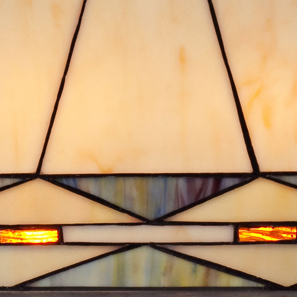 Robert Louis Tiffany Art Deco Accent Table Lamp 21.5" High Mission Bronze Stained Glass Shade for Living Room Family Bedroom Bedside Office