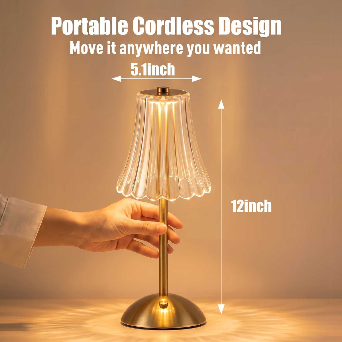 Cozylumi™ Cordless Table Lamp, 3 Color Temperatures & Stepless Dimming, Table Lamp with