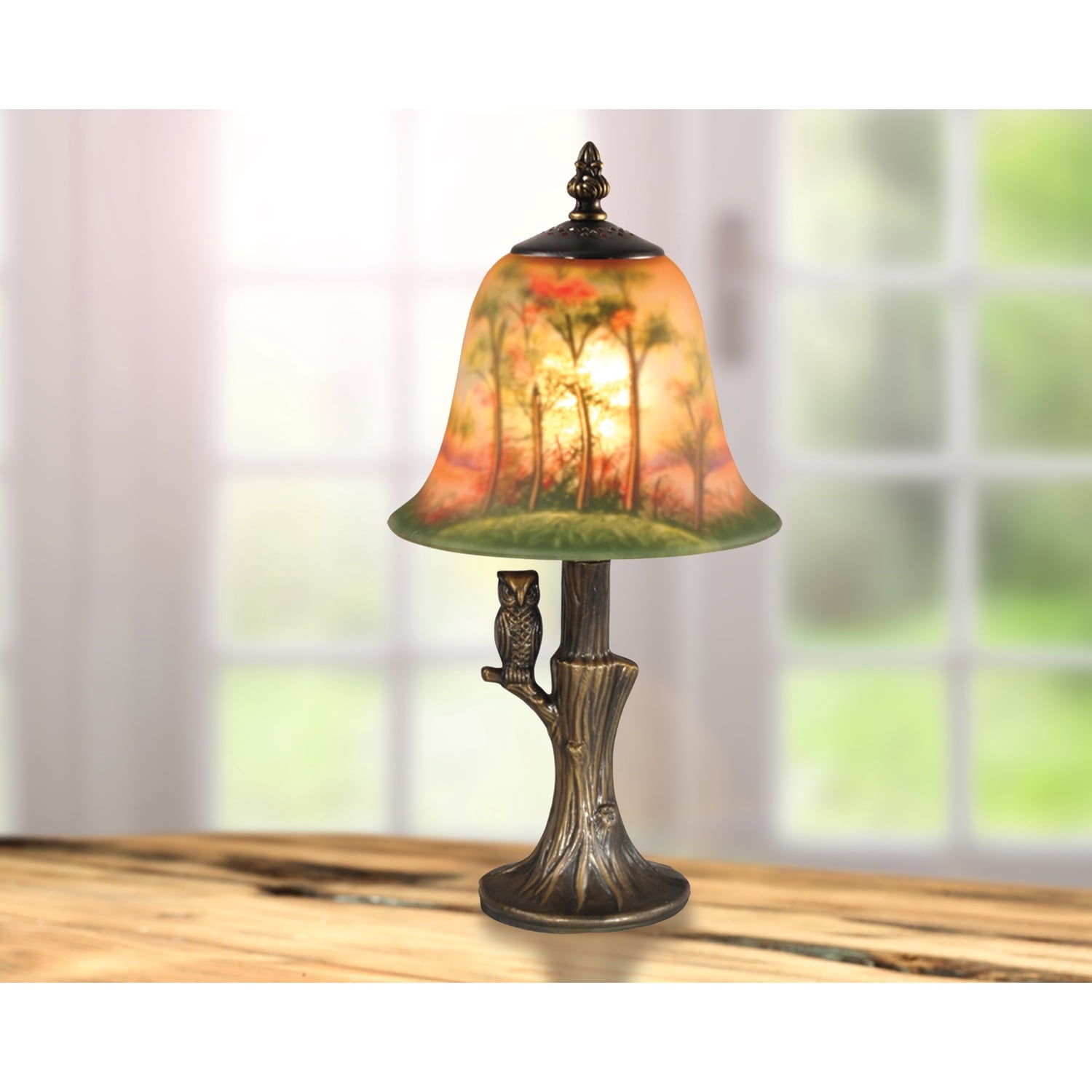 Dale Tiffany Hand Painted with Owl Accent Lamp