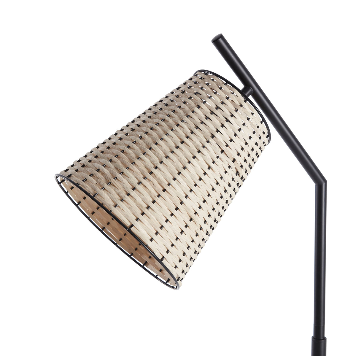Cozylumi™ 60 in Boho Black Angled Floor Lamp with Rattan Shade