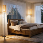 Cozylumi™ Coliware 63? Rattan Floor Lamp, Black Modern Standing Lamp with Pull Chain