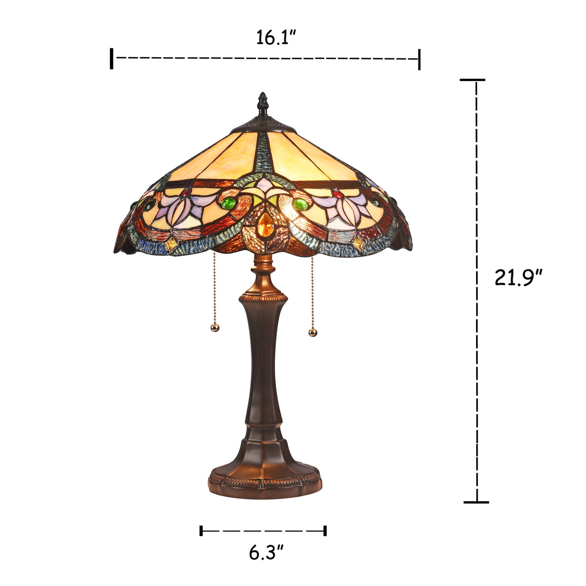 RADIANCE Goods Tiffany-Style Victorian 2 Light Dark Bronze Table Lamp 16" Wide