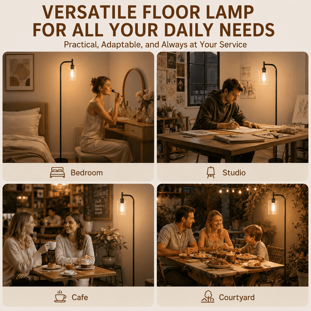 Cozylumi™ Coliware Arc Floor Lamp with Acrylic Lampshade, Modern Tall Standing Lamp