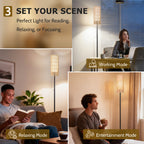 Cozylumi™ Coliware 63? Rattan Floor Lamp, Black Modern Standing Lamp with Pull Chain
