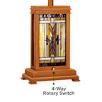 Robert Louis Tiffany Walnut Mission Rustic Table Lamp 27" Tall Wood with Nightlight Stained Art Glass Shade for Bedroom Living Room Bedside Nightstand