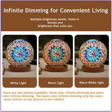 HomWamee Turkish Table Lamp, Mosaic Glass Lamps, Bohemian Tiffany, USB Powered Moroccan Lantern (Boho Blue)