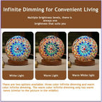 HomWamee Turkish Table Lamp, Mosaic Glass Lamps, Bohemian Tiffany, USB Powered Moroccan Lantern (Boho Blue)