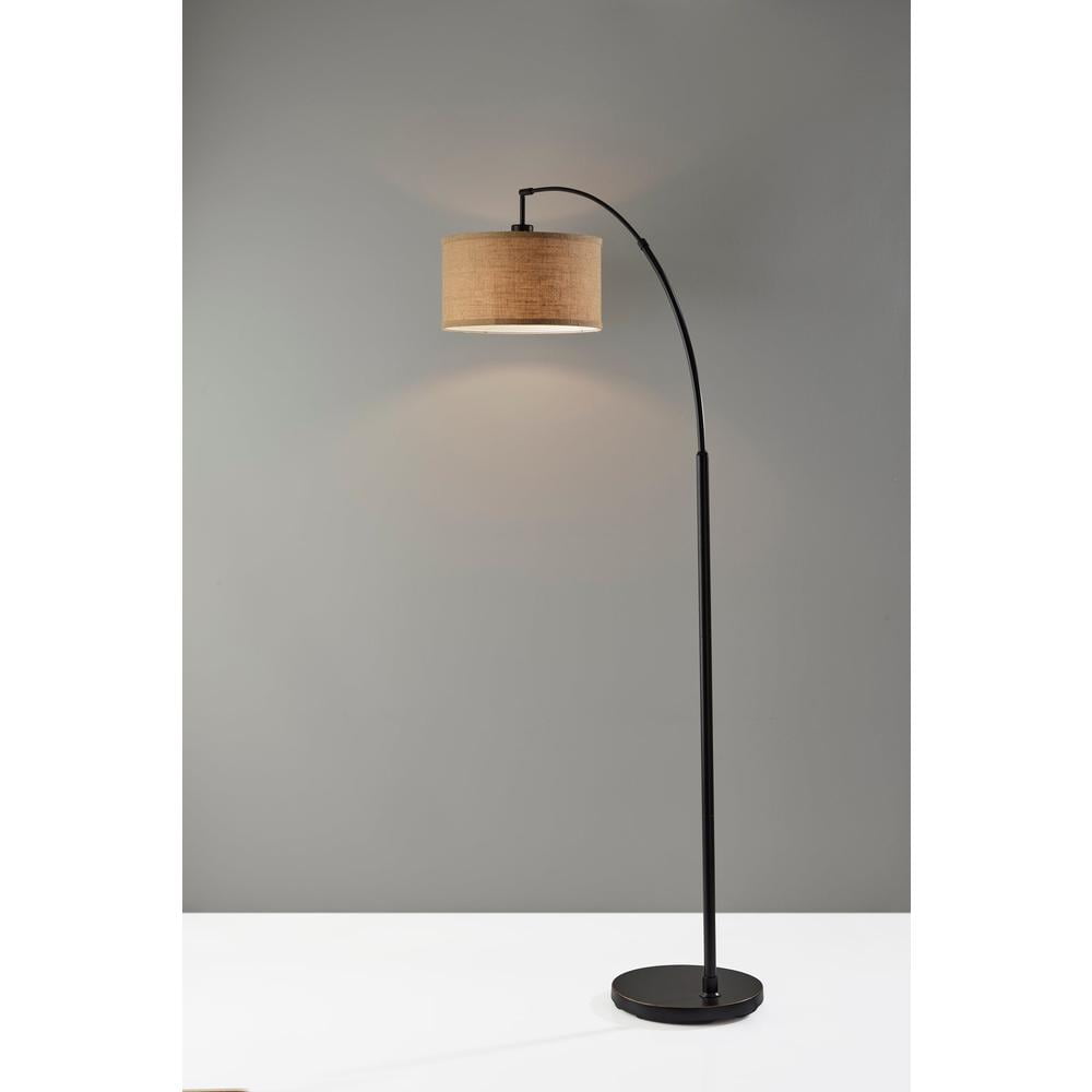 Cozylumi™ 68? Traditional Rotary Switch Antique Bronze Arc Floor Lamp with Burlap Drum