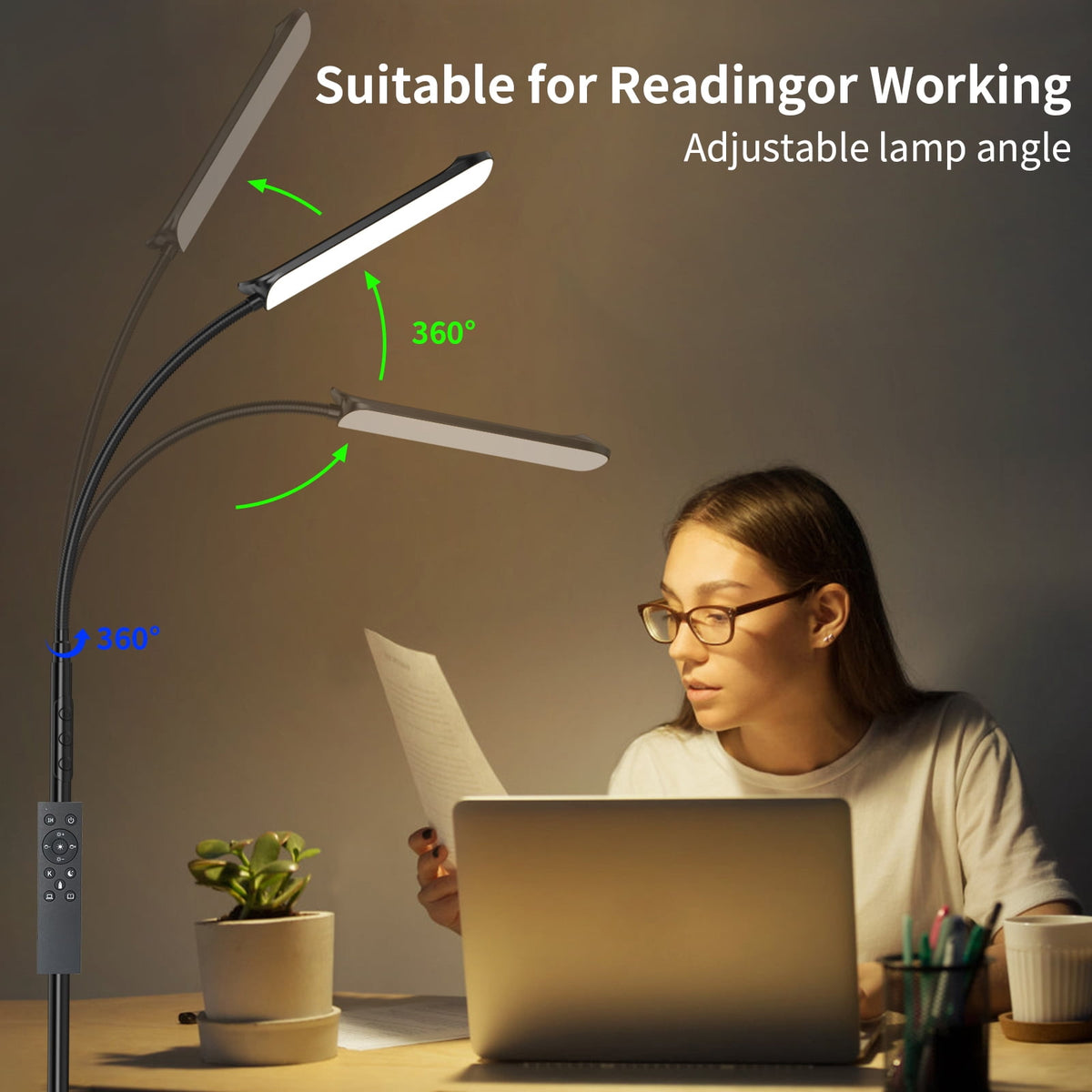 Cozylumi™ 69" Gooseneck Floor Lamp, 18W 1800LM & 3CCT, Dimmable 4 Color Temperatures