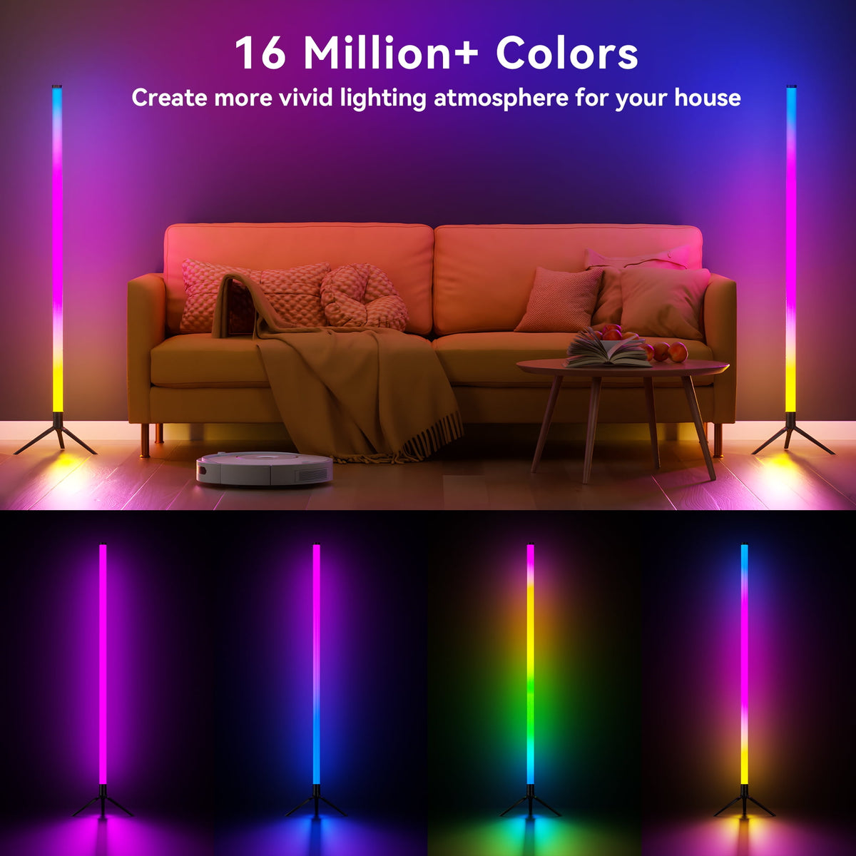Cozylumi™ VOLIVO LED Corner Floor Lamp,360°Color Changing Lamp with Bluetooth APP