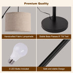 Cozylumi™ Netin 80? 3-Light Modern Dimmable Black Arc Floor Lamp with Beige Shades