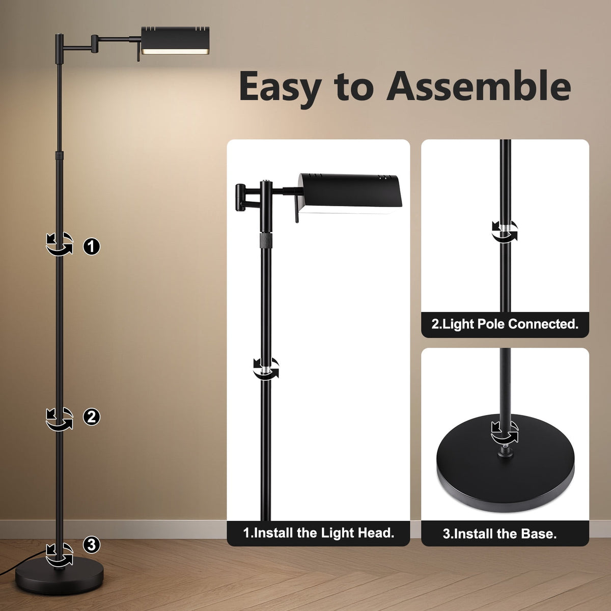 Cozylumi™ Floor Lamp, Pharmacy Swing Arm Floor Lamps for Living Room, 57" Tall