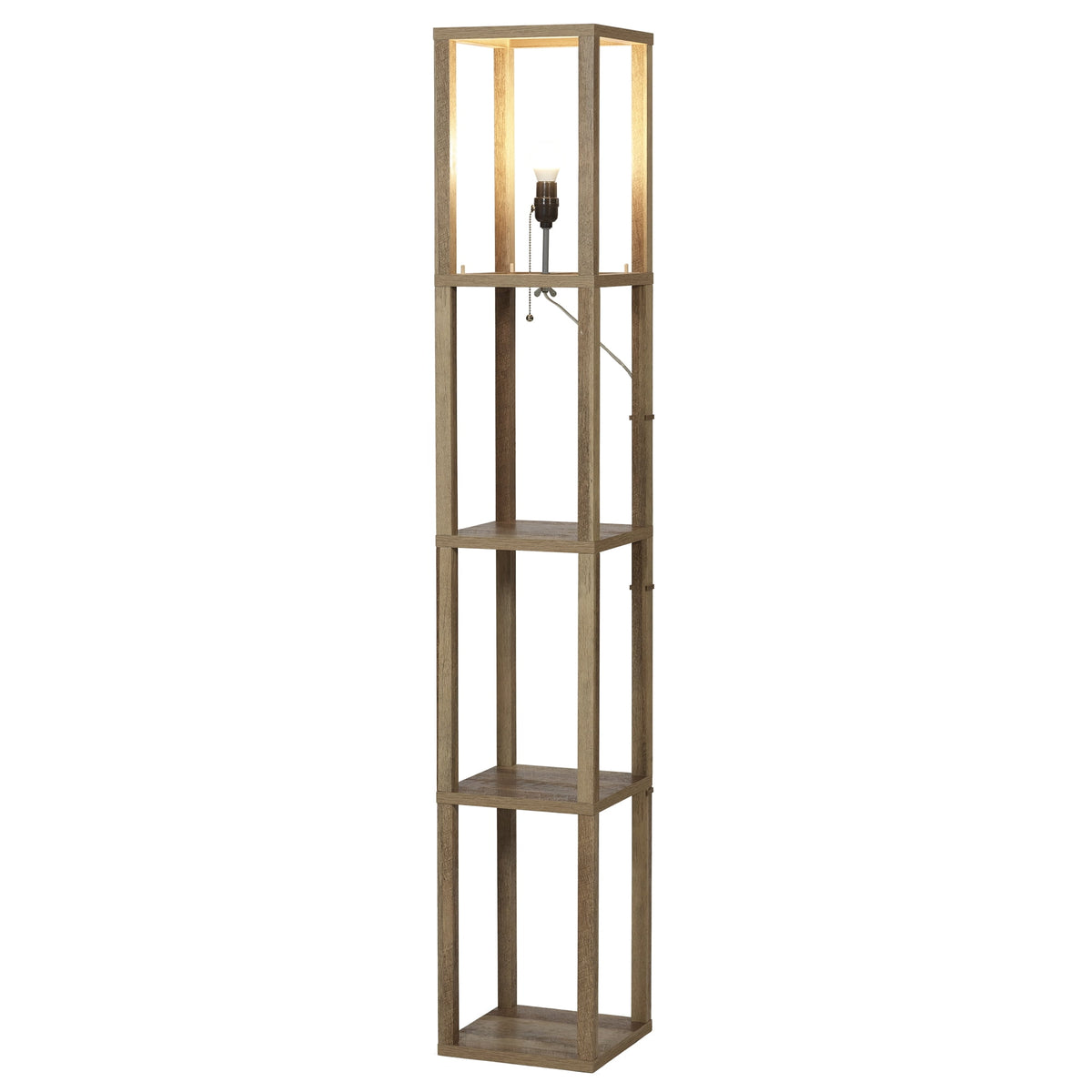 Cozylumi™ 62.25" Modern Pull Chain Weathered Floor Lamp with Natural Square Shade