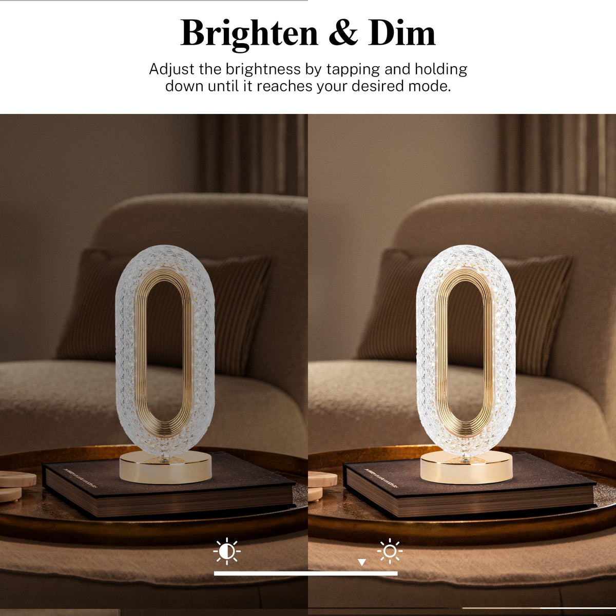 Cozylumi™ Madison Small Table Lamp, Touch Lamps for Bedroom, LED Rechargeable Lamp