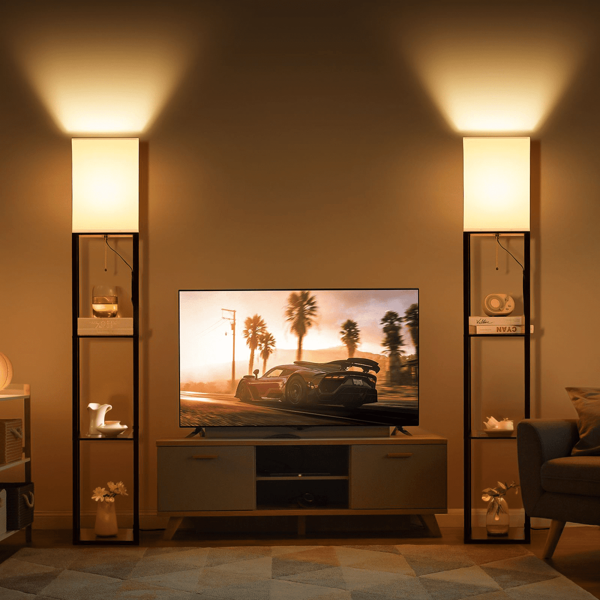 Cozylumi™ 63'' Floor Lamps with Shelves, Home Standing Lamp, Include 1000 Lumens