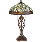Robert Louis Tiffany Traditional Table Lamp 26" High Bronze Leaf and Vine Glass Shade for Living Room Family Bedroom Bedside Nightstand