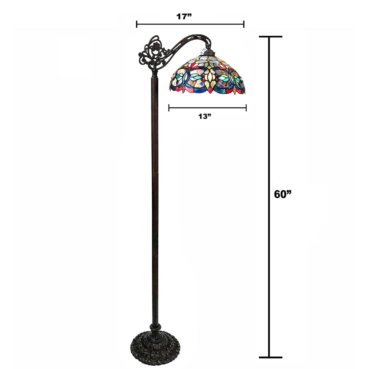 Cozylumi™ CHLOE Vivian Tiffany-Style Victorian Stained Glass Reading Floor Lamp 60" Height