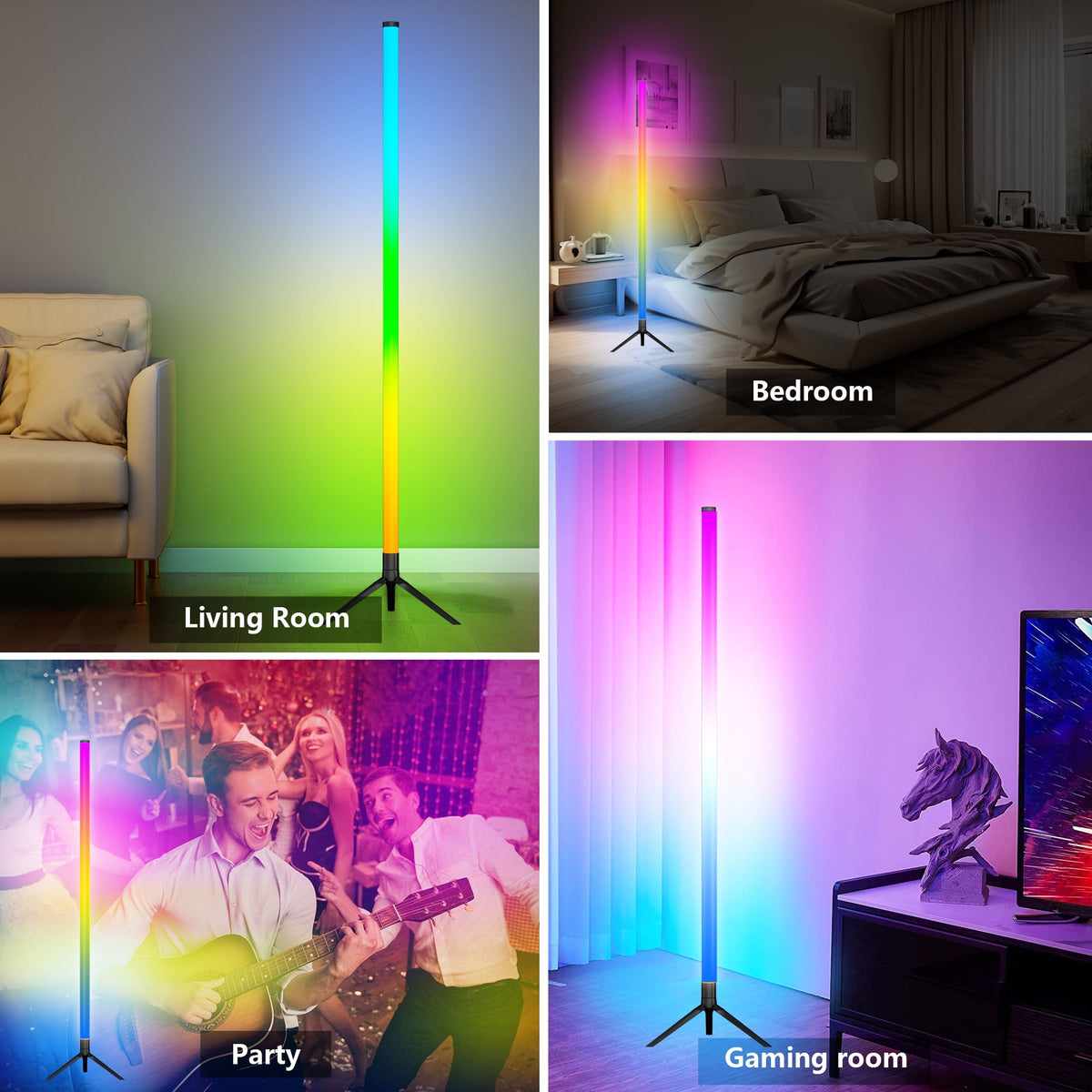 Cozylumi™ LED Corner Floor Lamp,360°Color Changing Lamp with Bluetooth APP, Remote