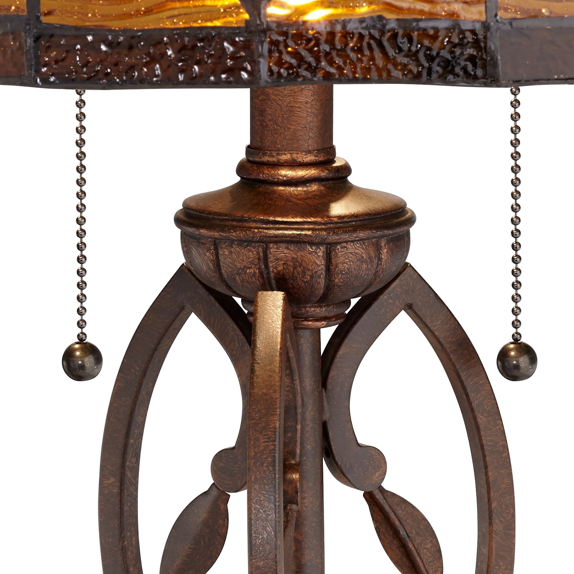 Robert Louis Tiffany Traditional Table Lamp 26" High Bronze Leaf and Vine Glass Shade for Living Room Family Bedroom Bedside Nightstand