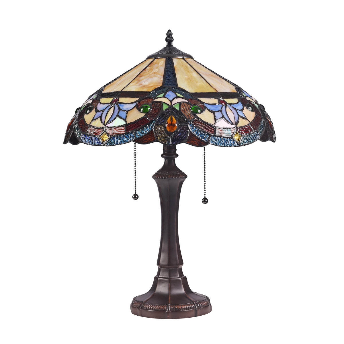 RADIANCE Goods Tiffany-Style Victorian 2 Light Dark Bronze Table Lamp 16" Wide