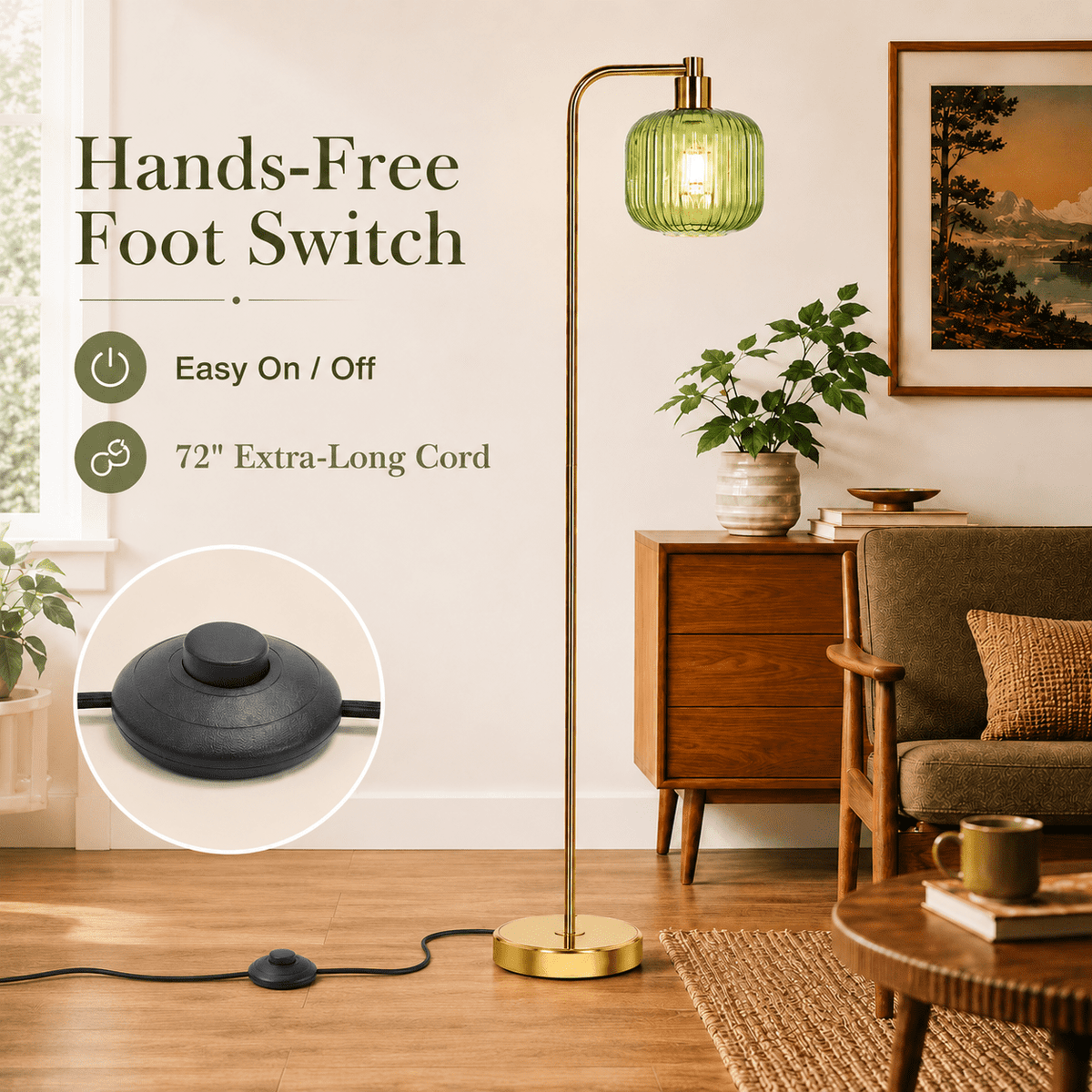 Cozylumi™ Laybasic Vintage Floor Lamps for Living Room, Mid Century Modern Standing