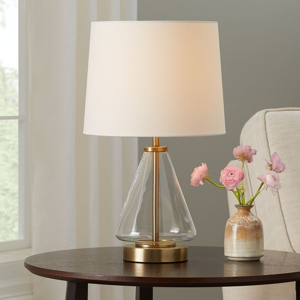 Cozylumi™ Glass with Brass Base Table Lamp, 18" H