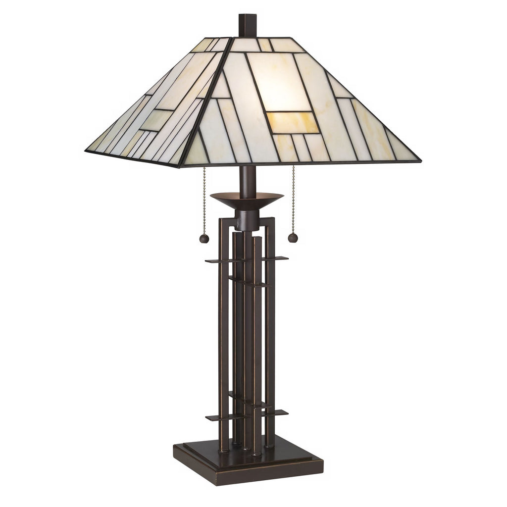 Robert Louis Tiffany Wrought Tiffany Style Table Lamp 26 1/4" High Bronze Art Deco Stained Glass for Bedroom Living Room Bedside Nightstand Office