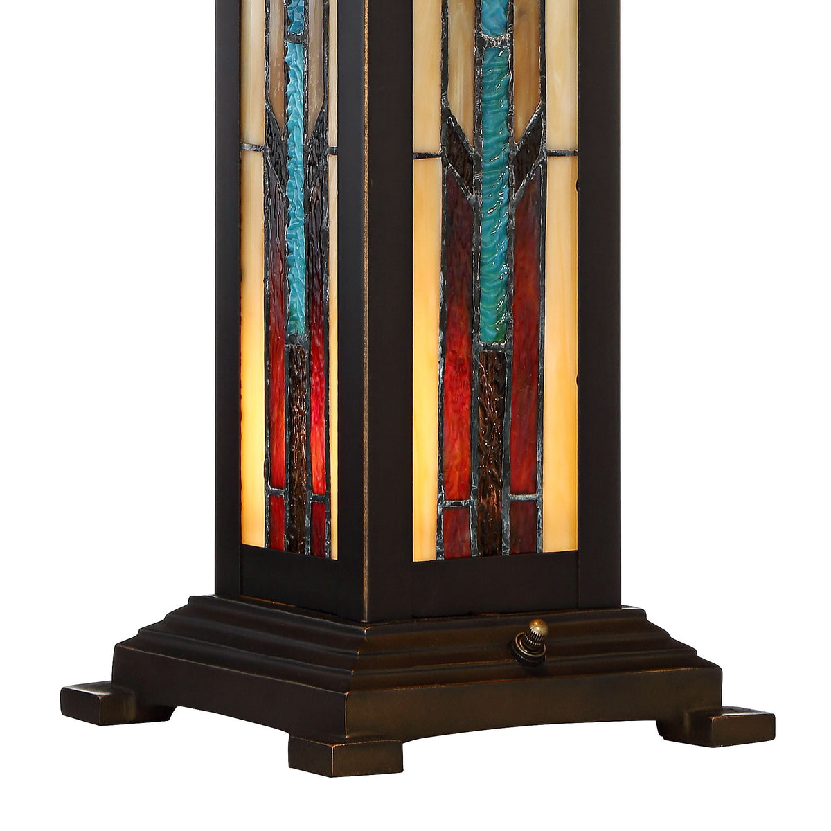 Robert Louis Tiffany Mission Style Table Lamp with Table Top Dimmer and Night Light 25" High Bronze Stained Glass for Living Room Bedroom