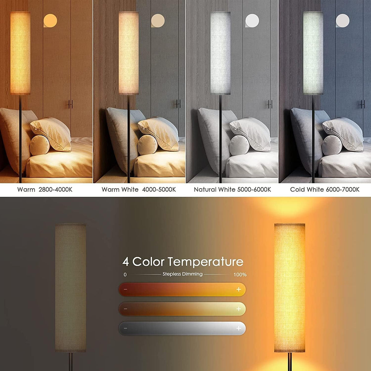 Cozylumi™ Floor Lamp for Bedroom Living Room Office with Remote Control Modern Living