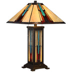 Robert Louis Tiffany Mission Table Lamp with Nightlight 25" High Bronze Stained Glass for Living Room Family Bedroom Bedside Nightstand