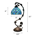 Tiffany Table Lamp Blue Stained Glass Crystal Beans LED Bulb Included for Living Room Bedroom Bedside 21"H