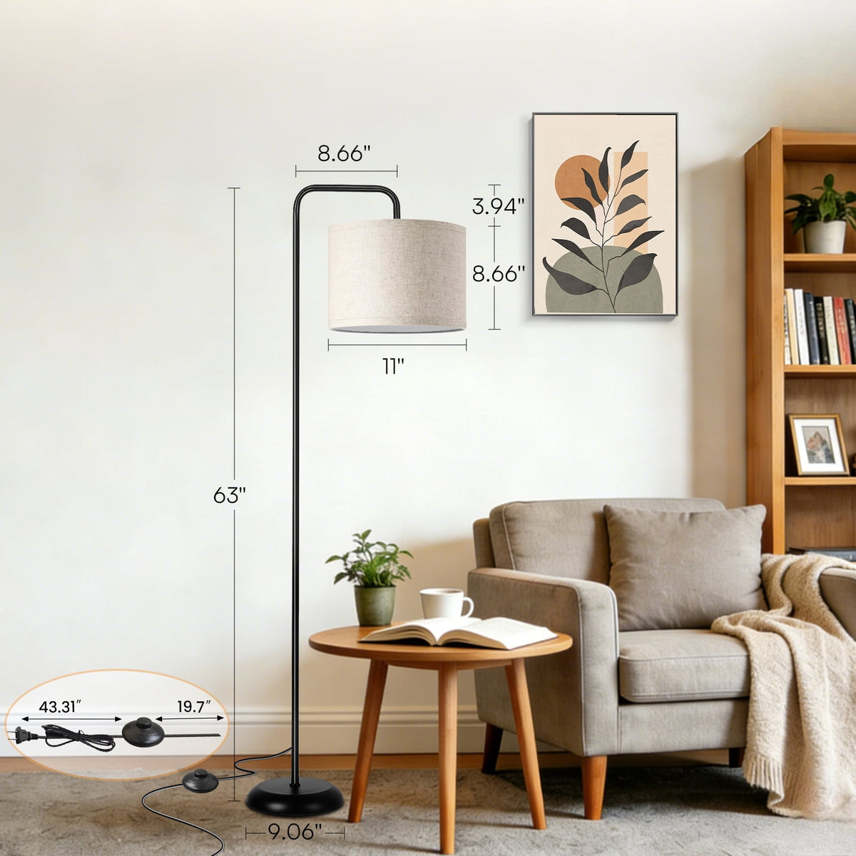 Cozylumi™ VOLIVO Floor Lamp, 63? Tall Standing Lamp with Foot Switch,3 Color