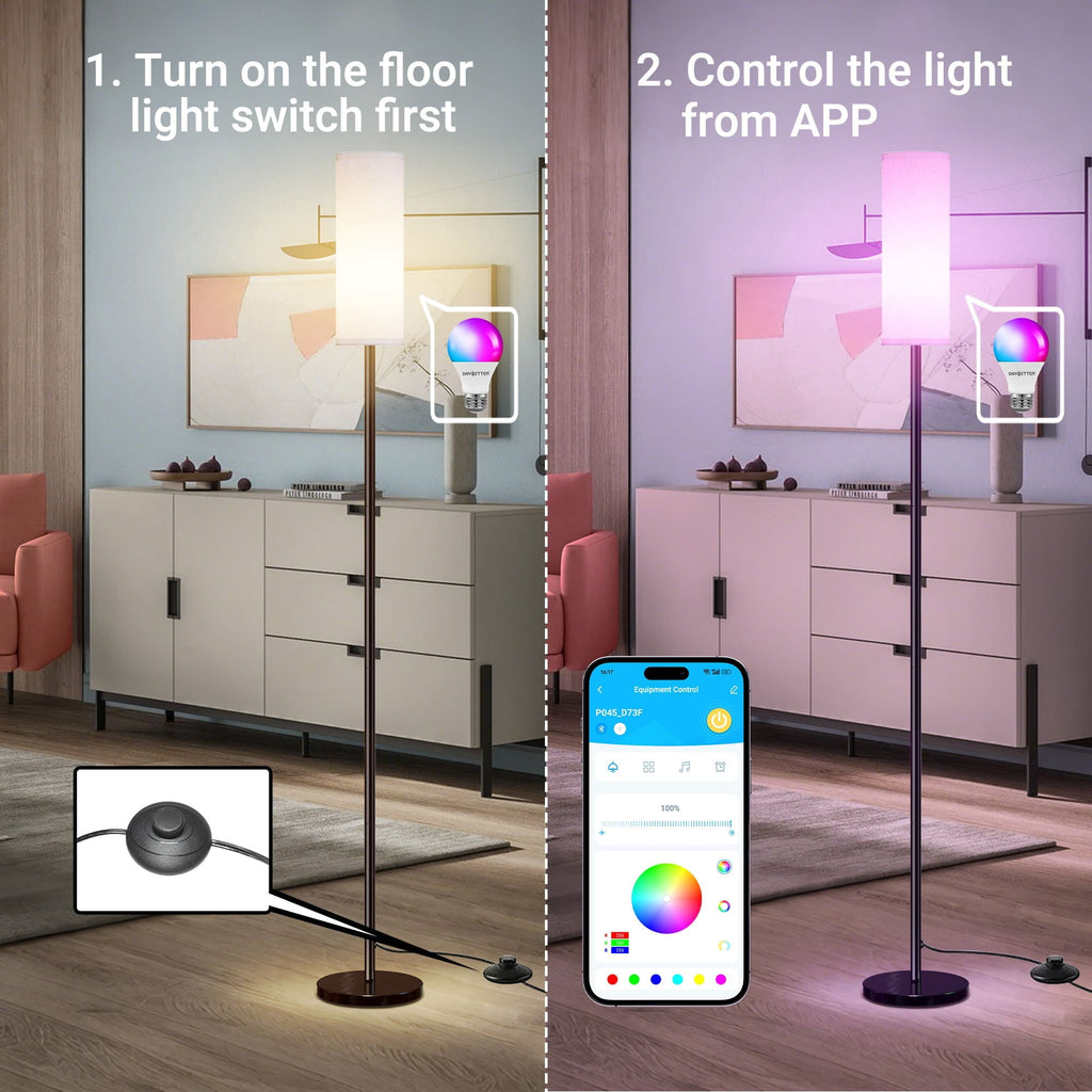 Cozylumi™ LED Floor Lamp, RGB Floor Lamp for Living Room, Standing Lamps Works with