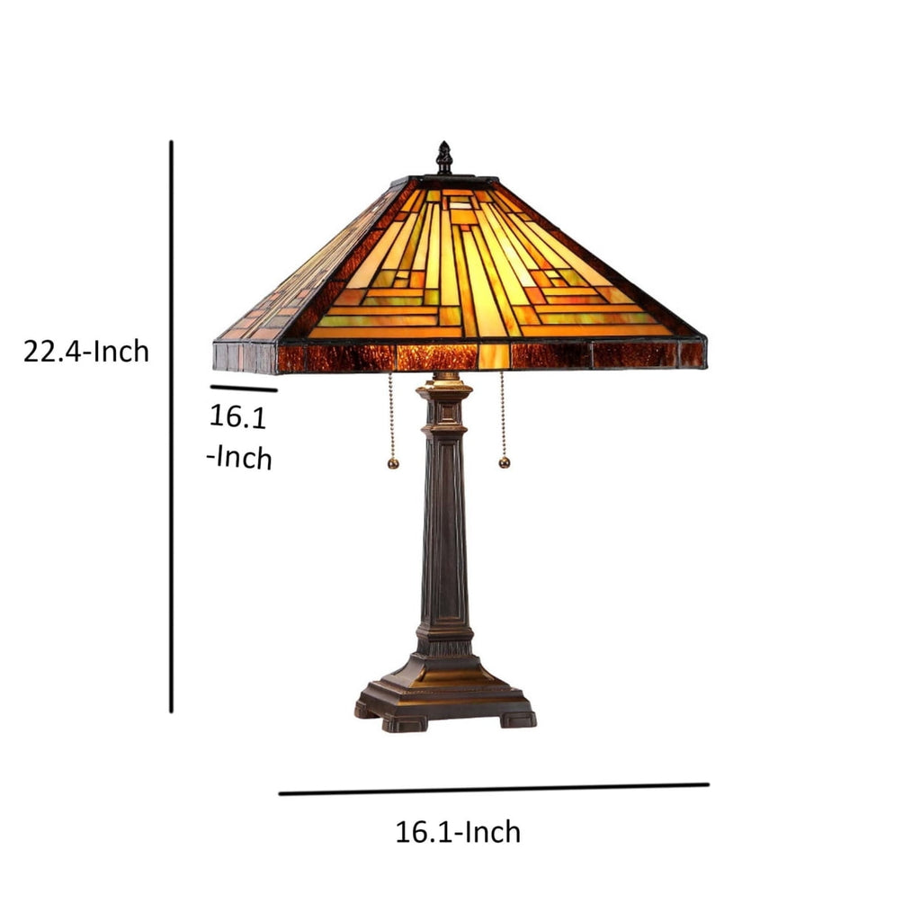 CHLOE Lighting INNES Tiffany-style 2 Light Mission Table Lamp 16" Shade