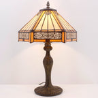 Tiffany Lamp Bedside Table Lamp Yellow Hexagon Stained Glass Mission Style Reading Desk Light 18" Tall Lover Livingroom Bedroom Library Banker Hotel Luxurious Victorian WERFACTORY LED Bulb Included