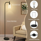 Cozylumi™ Vesteel Arc Floor Lamp for Living Room, Modern Standing Lamp with Glass