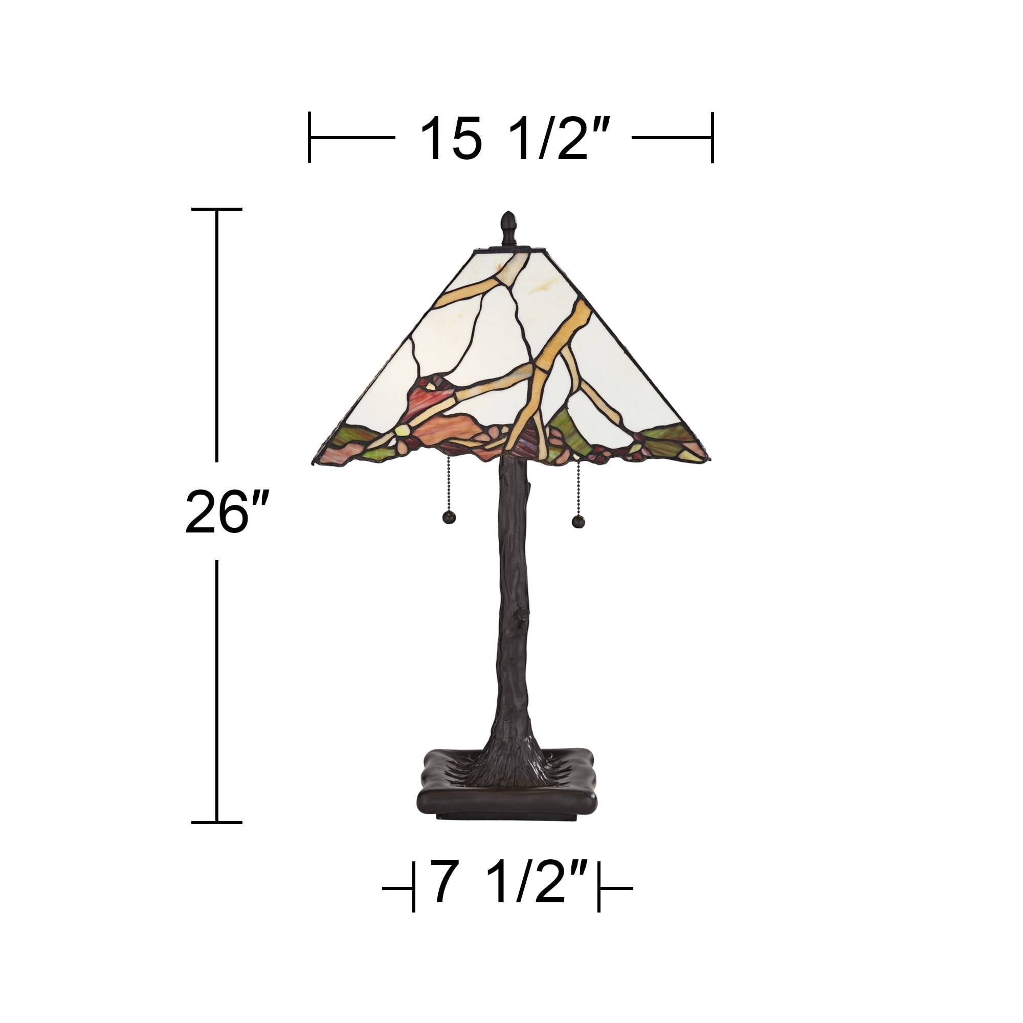 Robert Louis Tiffany Cherry Rustic Table Lamp 26" High Dark Bronze Cherry Blossom Stained Art Glass Shade for Bedroom Living Room Bedside Nightstand