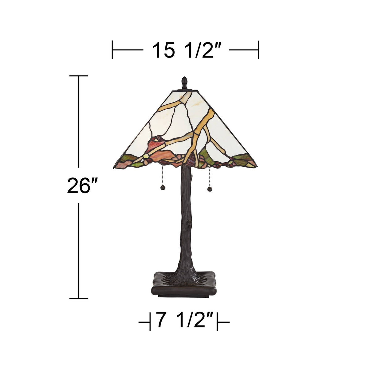 Robert Louis Tiffany Cherry Rustic Table Lamp 26" High Dark Bronze Cherry Blossom Stained Art Glass Shade for Bedroom Living Room Bedside Nightstand