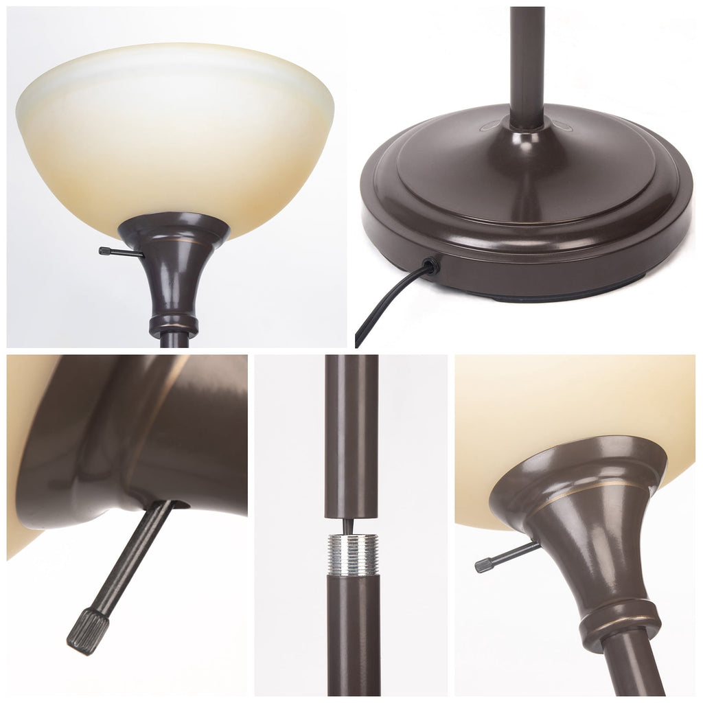 Cozylumi™ HonoDing 72-inch Floor Lamp with Frosted White Glass Shade in Vintage Art