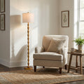 Vellune™ 62" Farmhouse Floor Lamp for Living Room,Wood Grain Brown Standing Lamp for