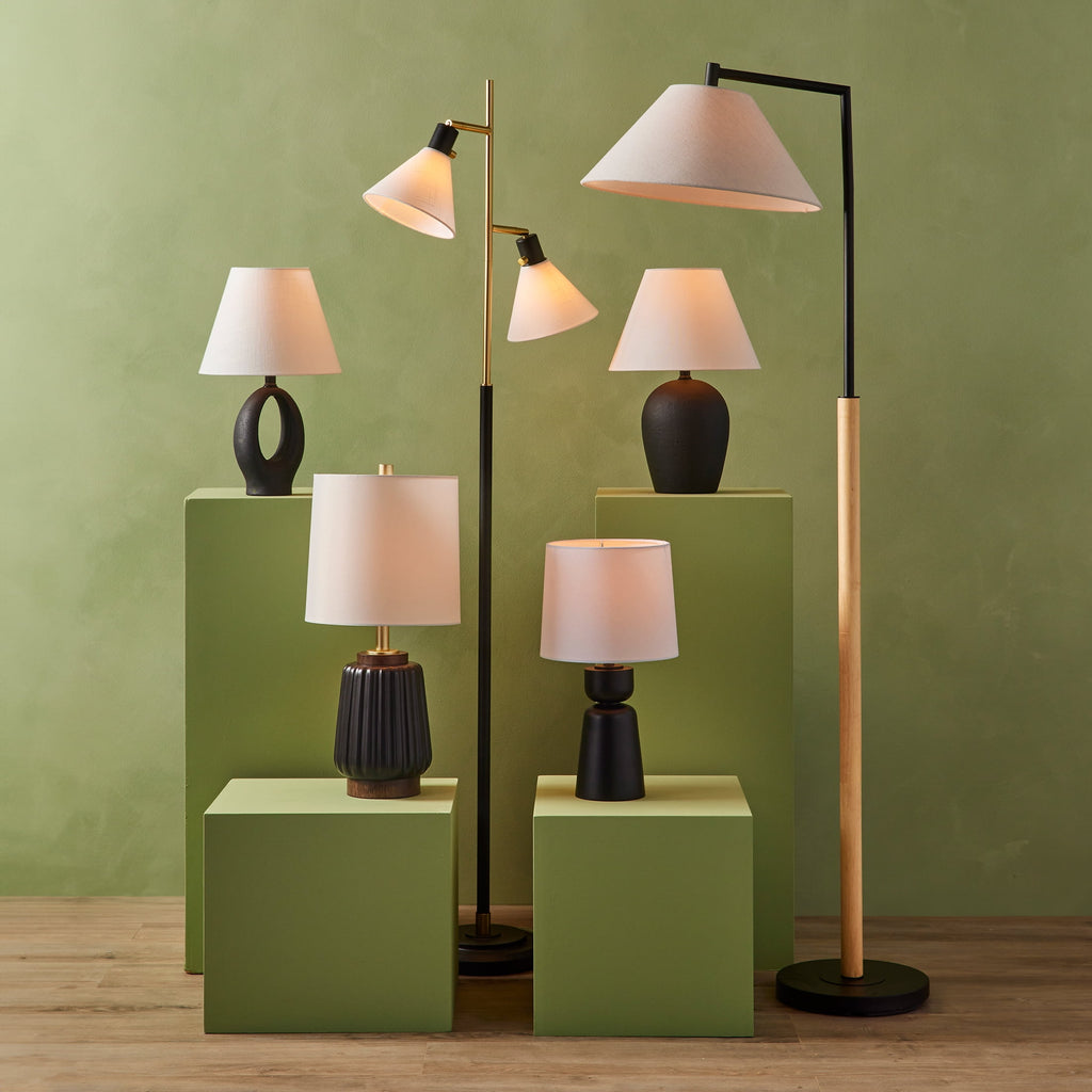 Cozylumi™ 68"H Metal Floor Lamp with Adjustable Dual Shades, Black and Gold Finish