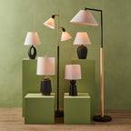 Cozylumi™ 68"H Metal Floor Lamp with Adjustable Dual Shades, Black and Gold Finish